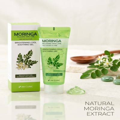 3W Clinic Relaxing Skin Care Brightning Cool Moringa Soothing Gel (160ml)