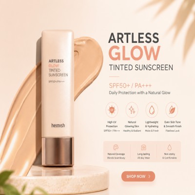 Heimish Artless Glow Tinted Sunscreen in Shine Beige SPF50+ PA+++ (40ml)